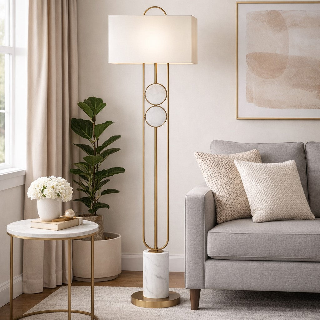 Metal and Marble Floor Lamp