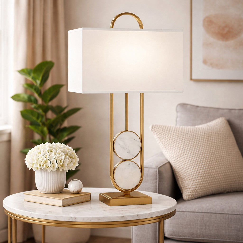 Metal and Marble Table Lamp