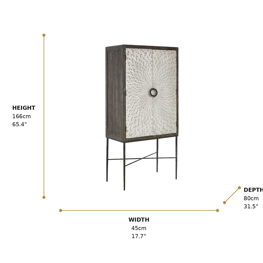Milan Two Door Elm Wood Wine Cabinet dimensions
