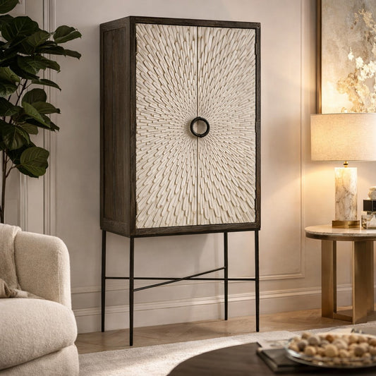 Milan Two Door Elm Wood Wine Cabinet