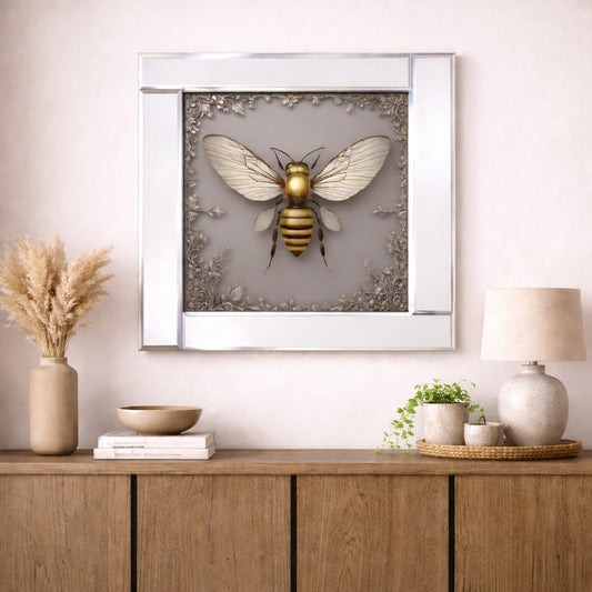 Mirrored silver abstract Manchester bee