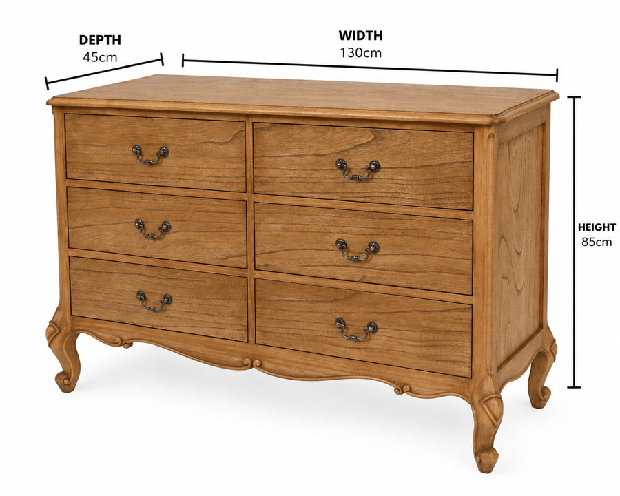 Monte Cristo 6 Drawer French Chest dimensions