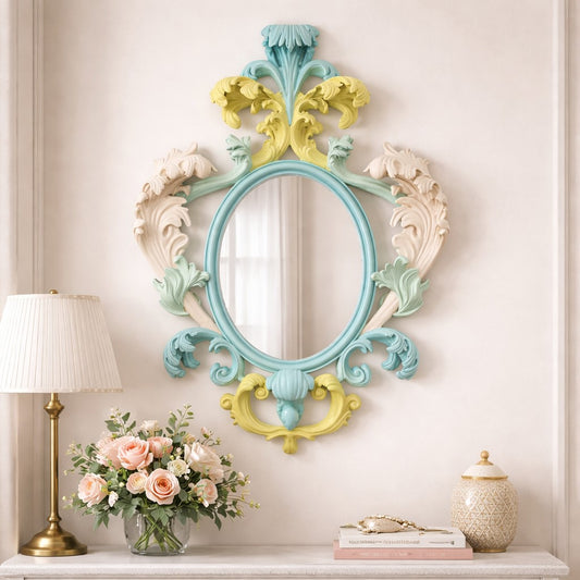 Multi Pastel Coloured Rococo Baroque Wall Mirror