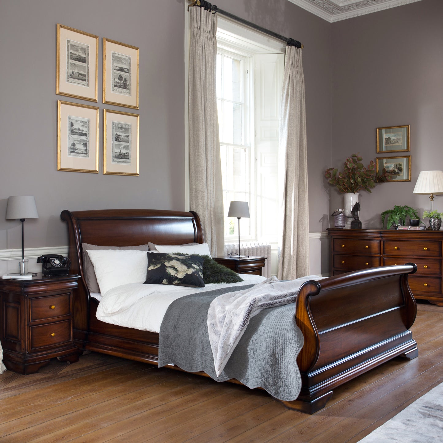 Normandie Sleigh French Bed