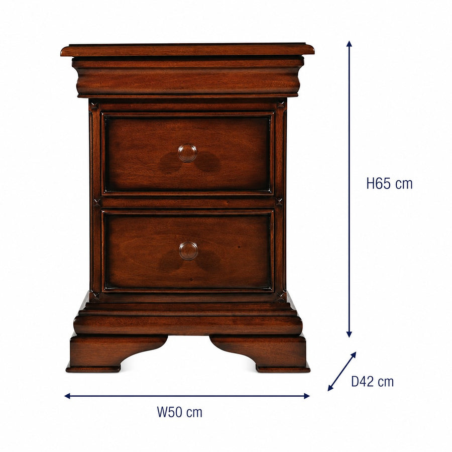 Normandie French Sleigh Bedside Table dimensions