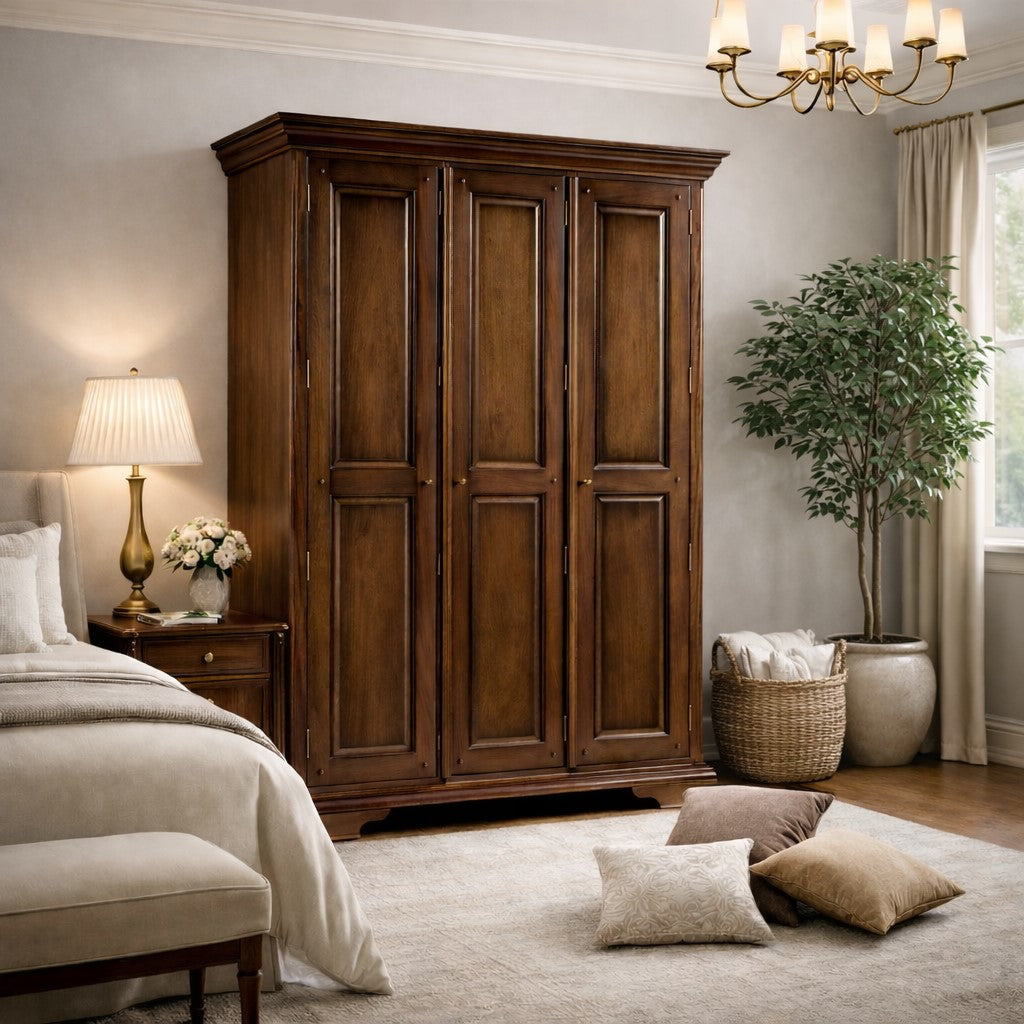 Normandie French Sleigh Triple Wardrobe