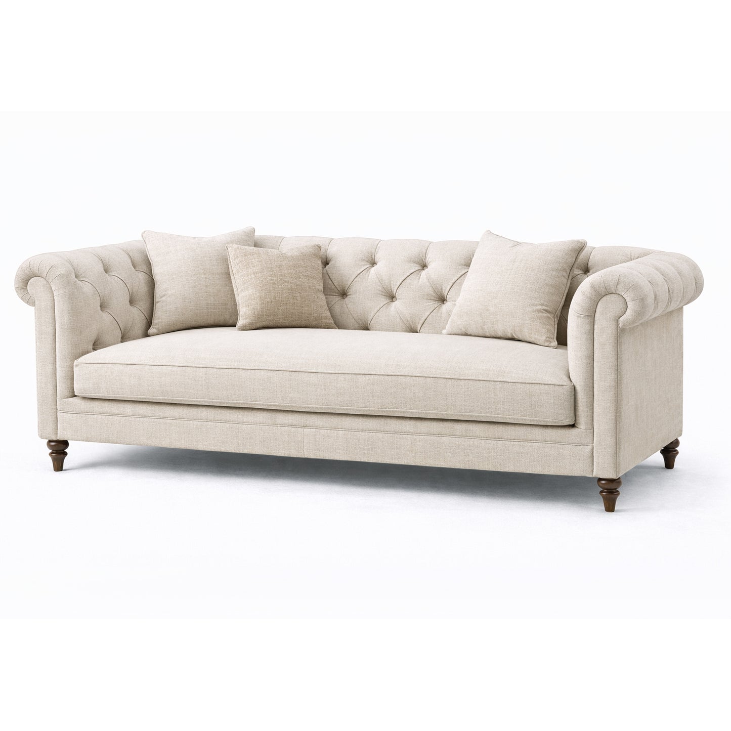 Oatmeal Chesterfield 3 Seat Sofa