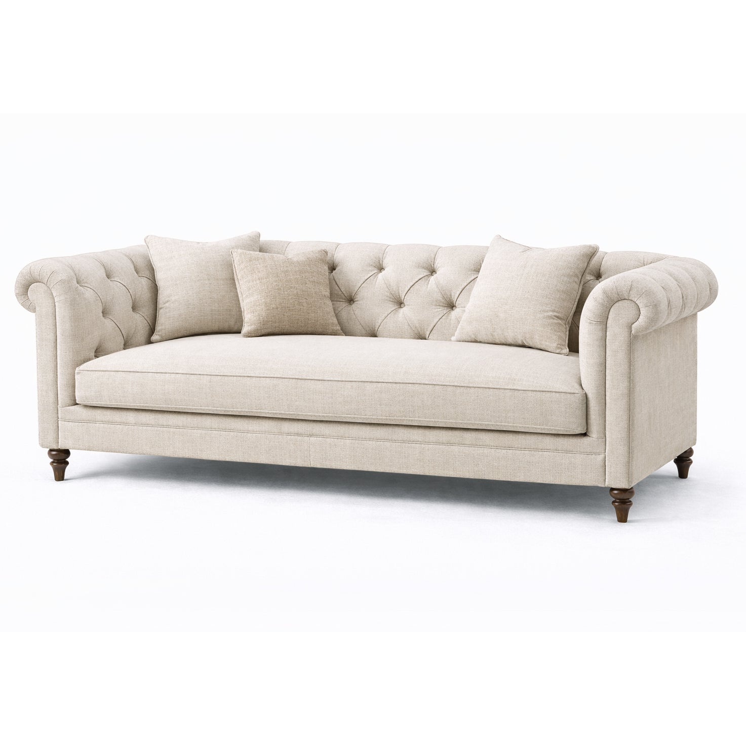 Oatmeal Chesterfield 3 Seat Sofa