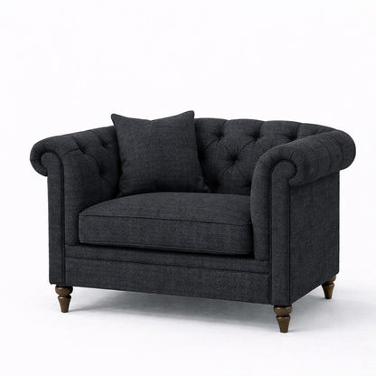 Oatmeal Chesterfield Buttoned Armchair