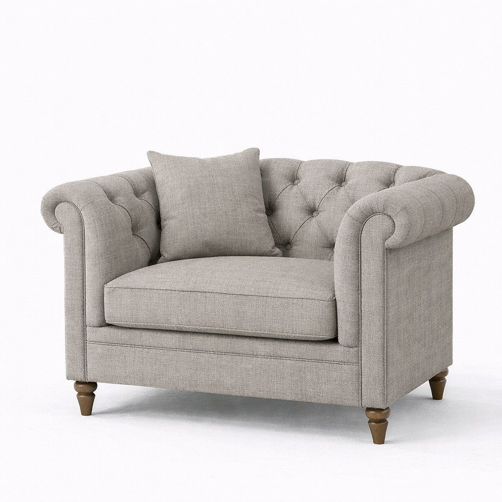 Oatmeal Chesterfield Buttoned Armchair