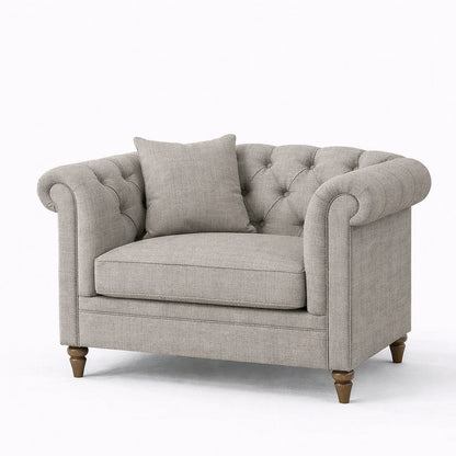 Oatmeal Chesterfield Buttoned Armchair