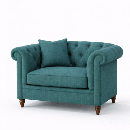 Oatmeal Chesterfield Buttoned Armchair