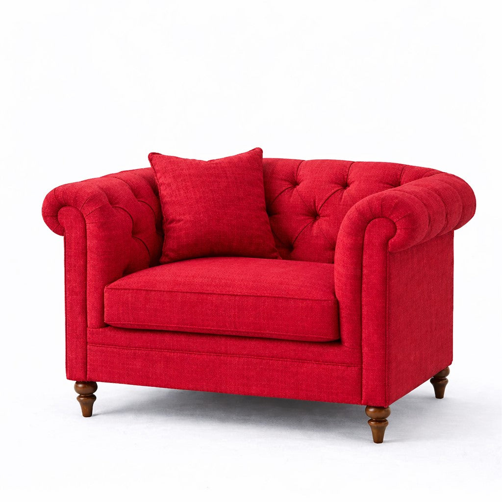 Oatmeal Chesterfield Buttoned Armchair
