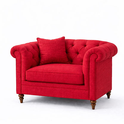 Oatmeal Chesterfield Buttoned Armchair
