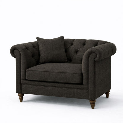 Oatmeal Chesterfield Buttoned Armchair