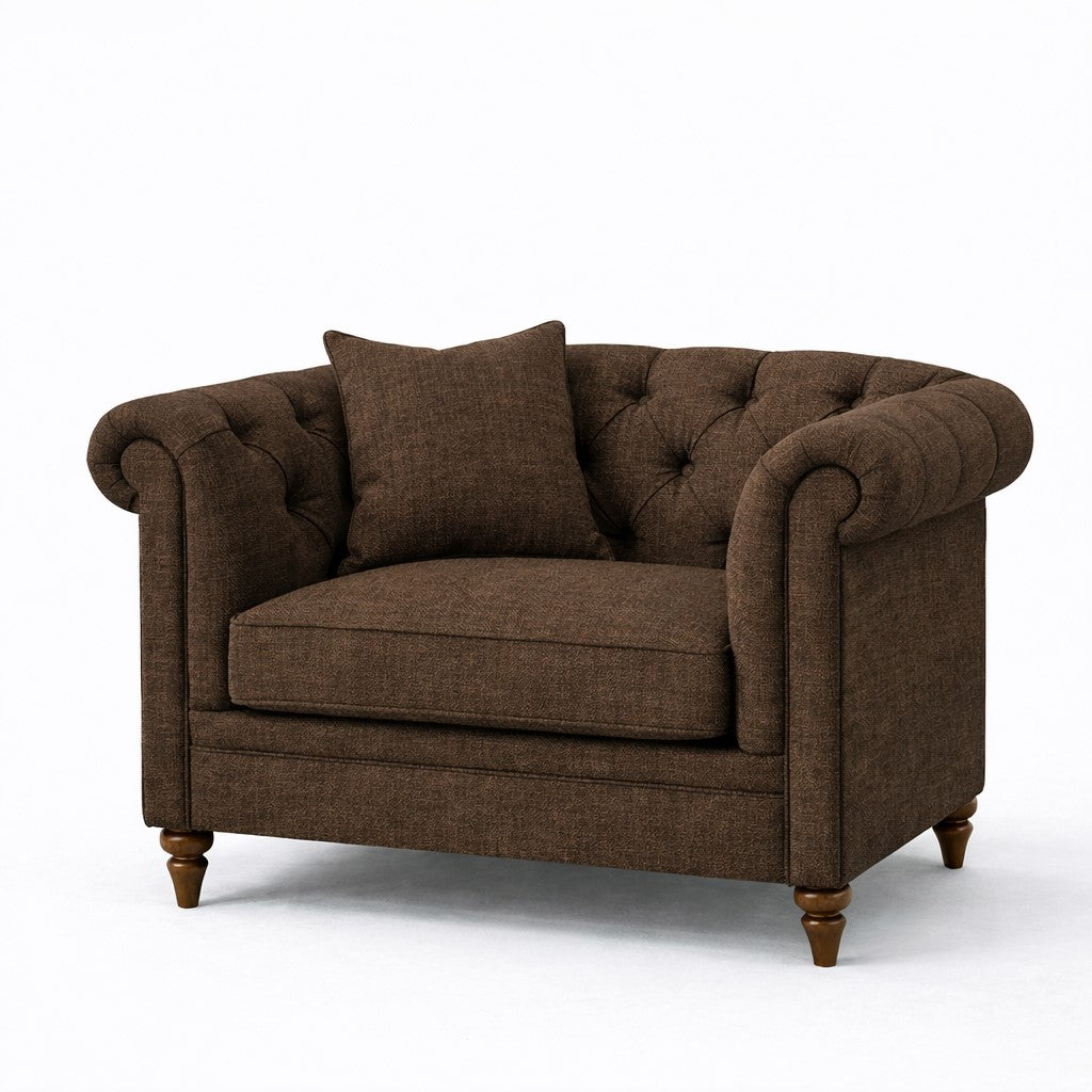 Oatmeal Chesterfield Buttoned Armchair