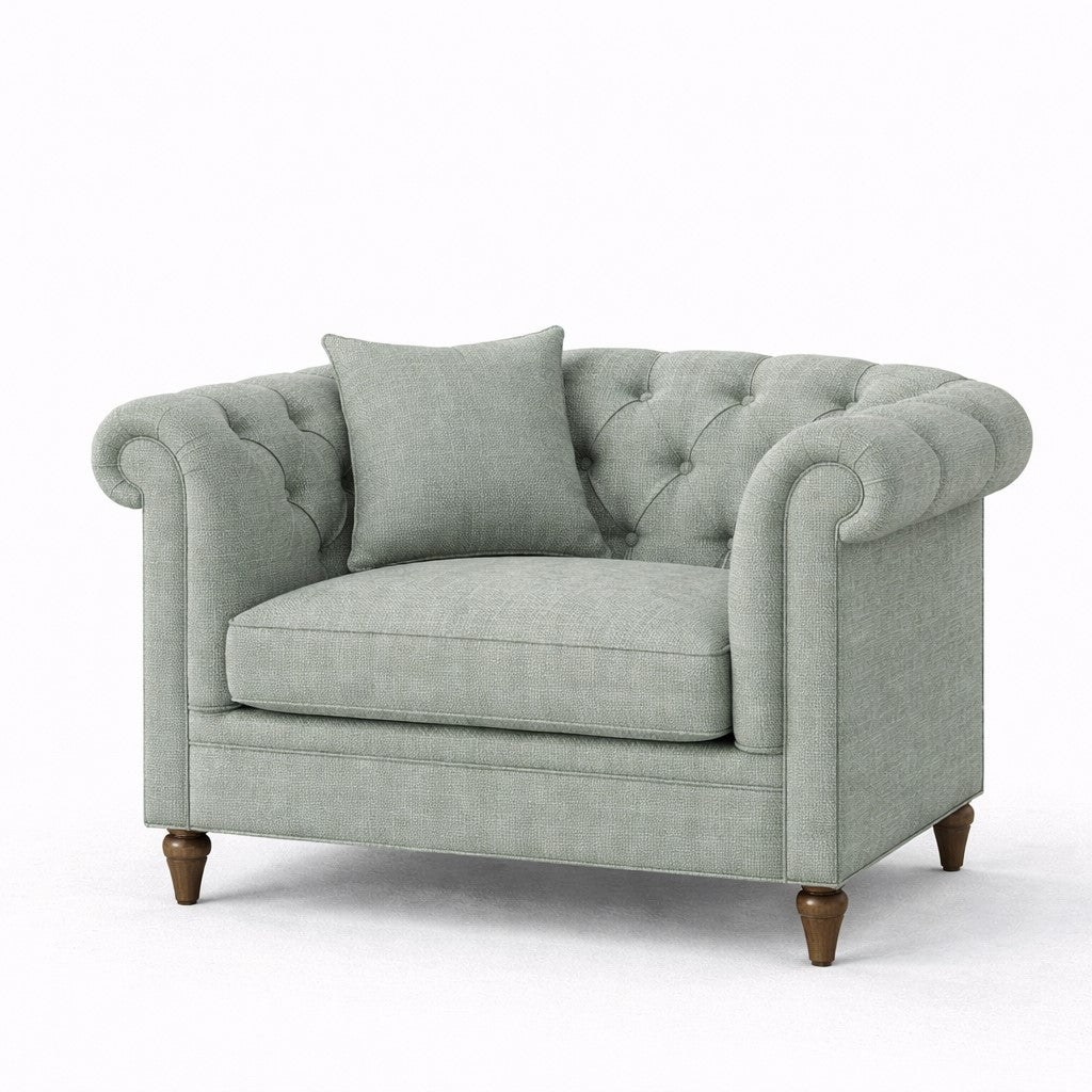 Oatmeal Chesterfield Buttoned Armchair