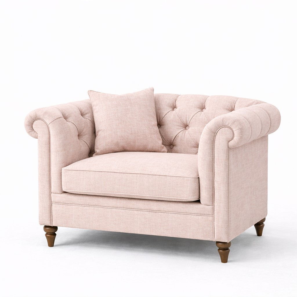 Oatmeal Chesterfield Buttoned Armchair