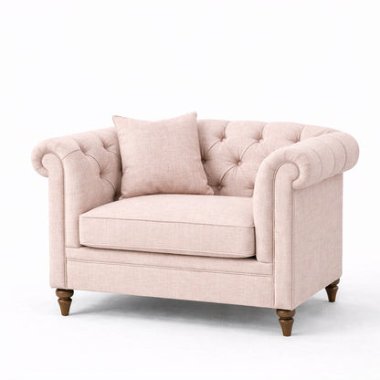 Oatmeal Chesterfield Buttoned Armchair