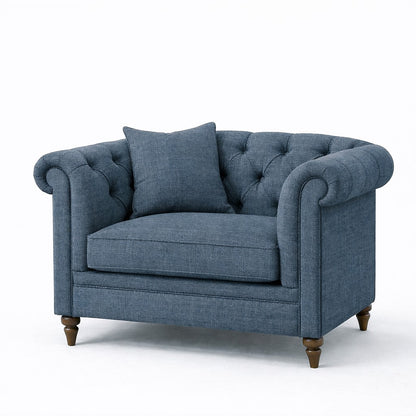 Oatmeal Chesterfield Buttoned Armchair