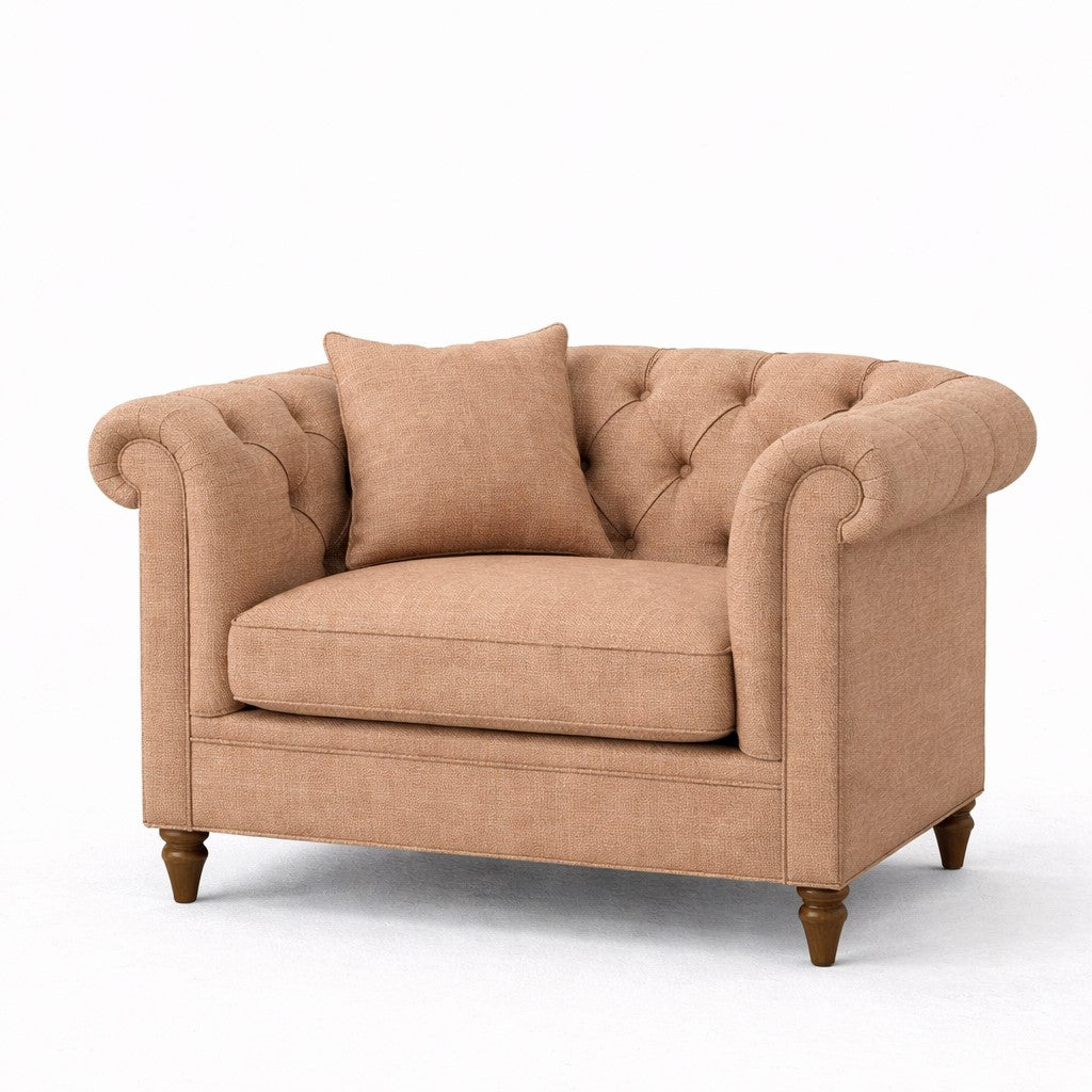 Oatmeal Chesterfield Buttoned Armchair
