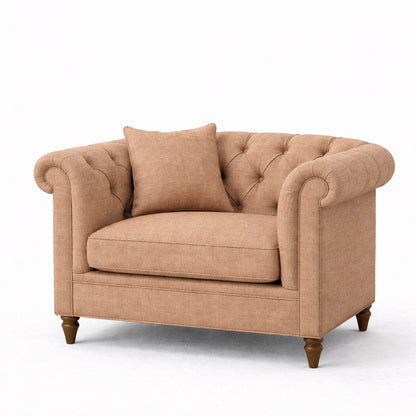 Oatmeal Chesterfield Buttoned Armchair