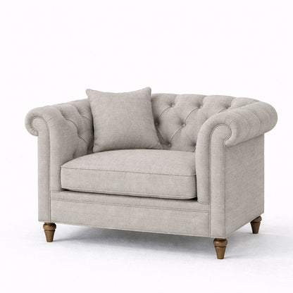 Oatmeal Chesterfield Buttoned Armchair
