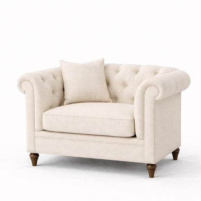 Oatmeal Chesterfield Buttoned Armchair