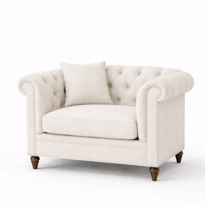 Oatmeal Chesterfield Buttoned Armchair
