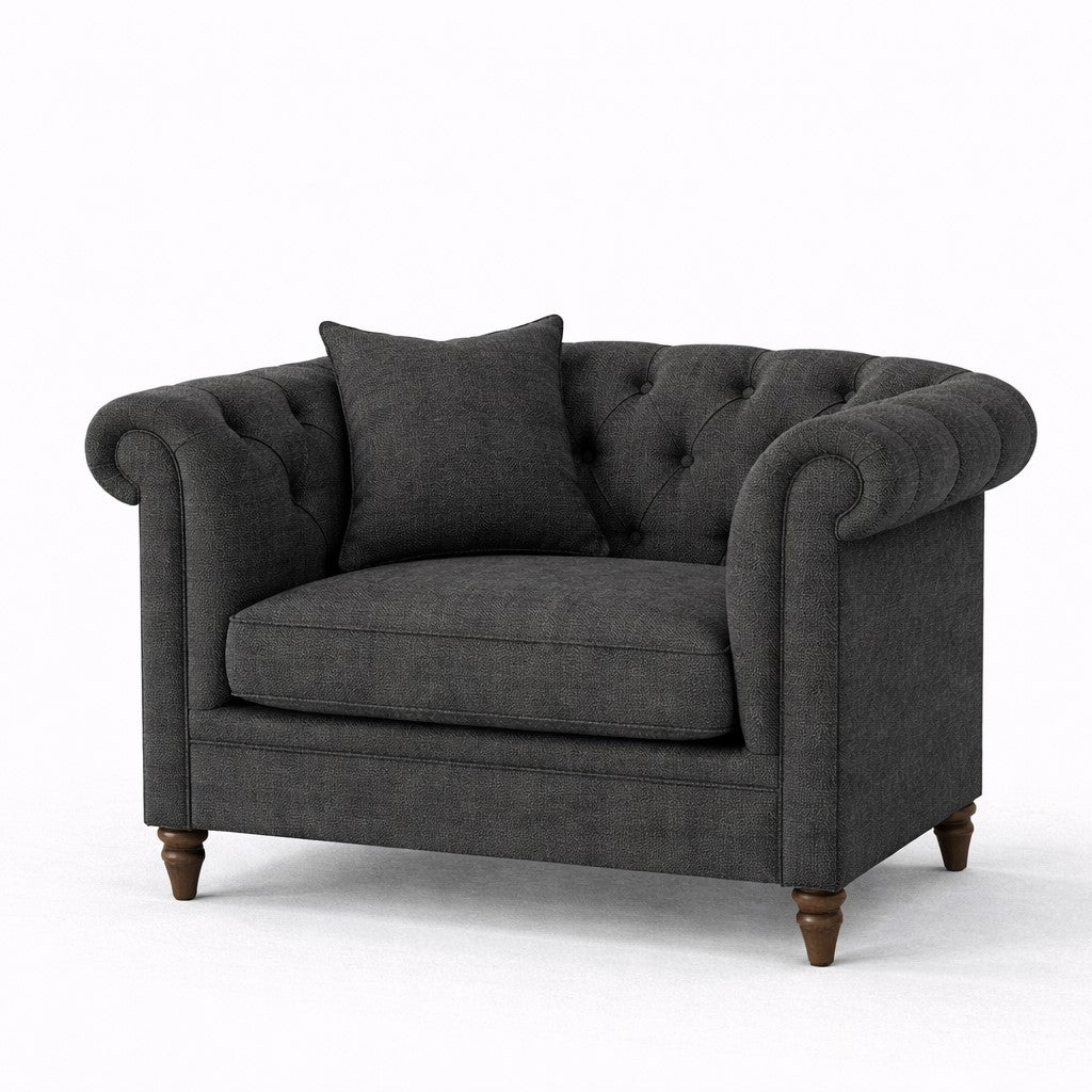 Oatmeal Chesterfield Buttoned Armchair