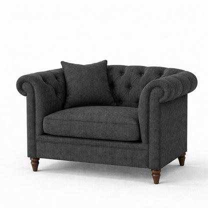 Oatmeal Chesterfield Buttoned Armchair