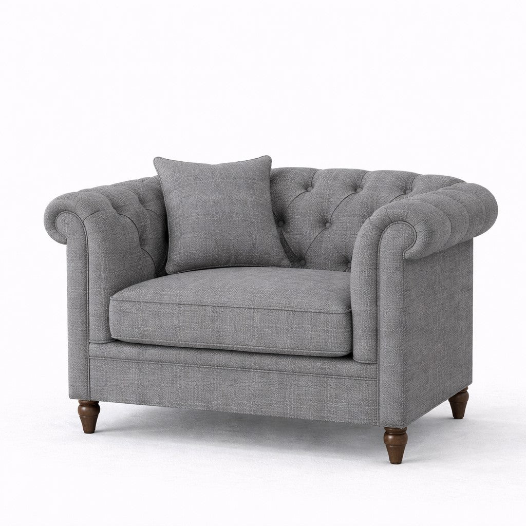 Oatmeal Chesterfield Buttoned Armchair