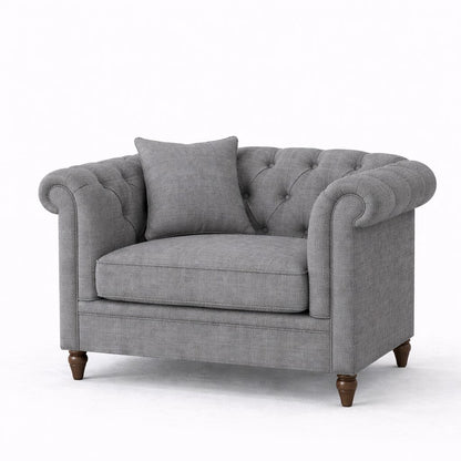 Oatmeal Chesterfield Buttoned Armchair
