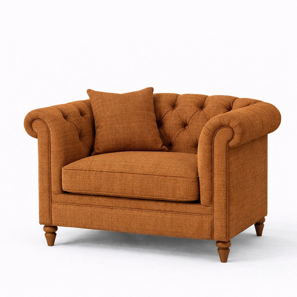 Oatmeal Chesterfield Buttoned Armchair