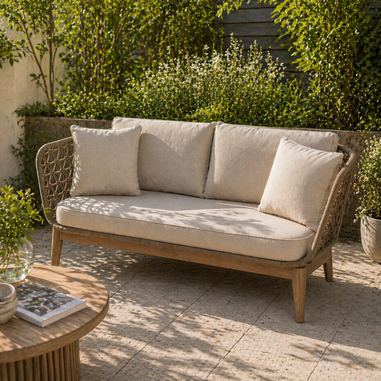 Opus Grey Woven Rope Three Seater Sofa with Cushions