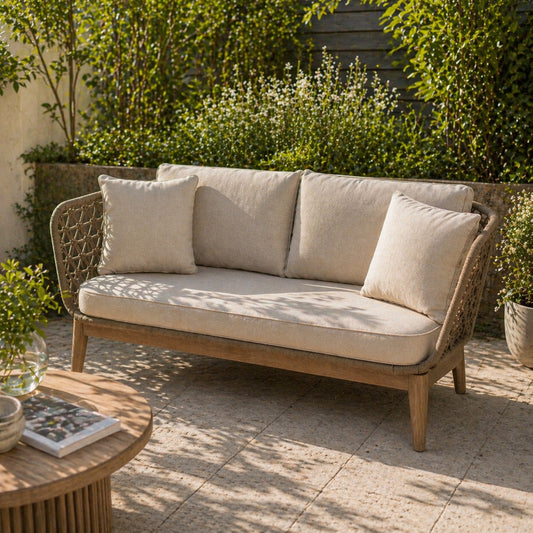 Opus Grey Woven Rope Three Seater Sofa with Cushions