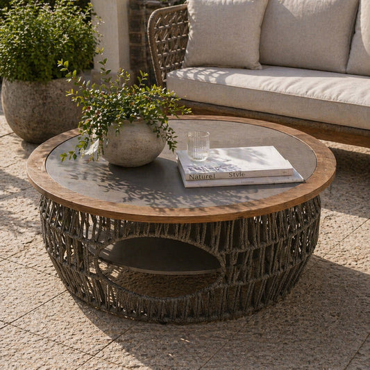 Opus Grey Woven Rope and Stone Coffee Table