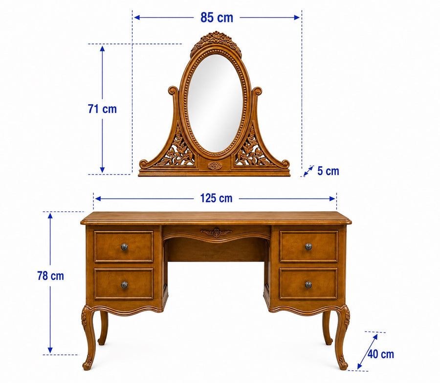 Paris Louis Dressing Table & Mirror dimensions