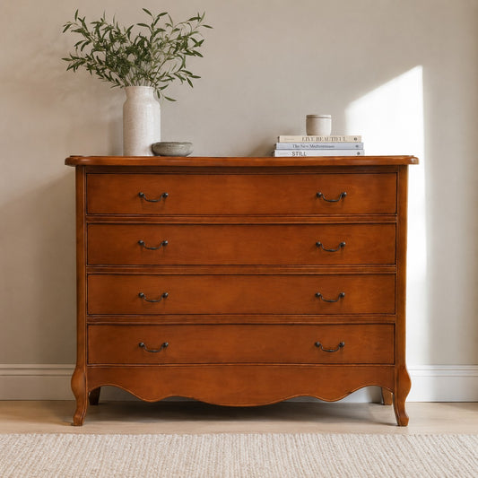 Paris Louis French light stained 4 drawer wide chest