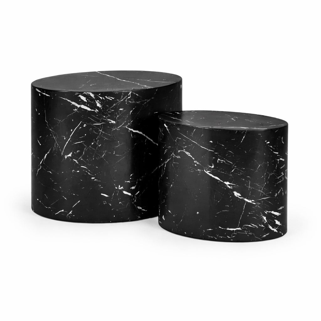 RavelloBlackMarbleEffectSideTableSet