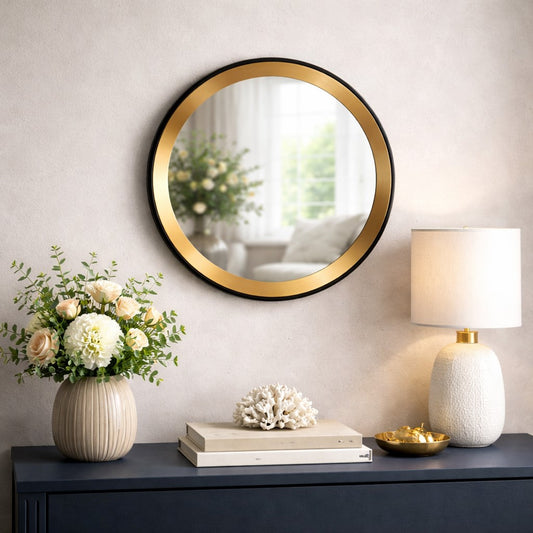 Round Black and Gold Belgravia Mirror