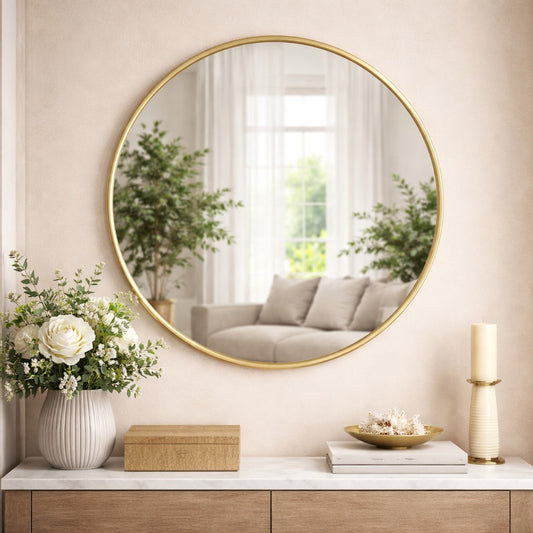 Round Gold Broadway Wall Mirror