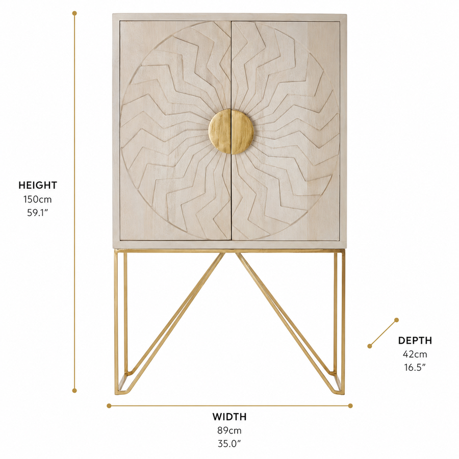 Sadras White Wash Mango Wood Cabinet dimensions