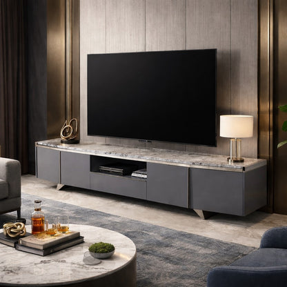 Saronno Grey Marble Top Media Unit