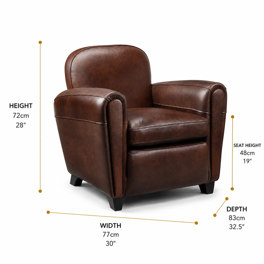 Sophia Classic Style Leather Armchair dimensions