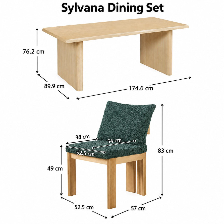 Sylvana Fluted Dining Set dimensions
