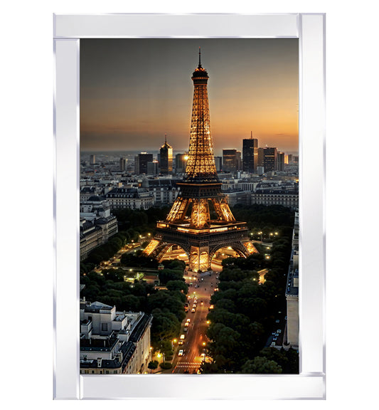Mirrored The Eiffel Tower sparkles, casting its iconic glow over Paris