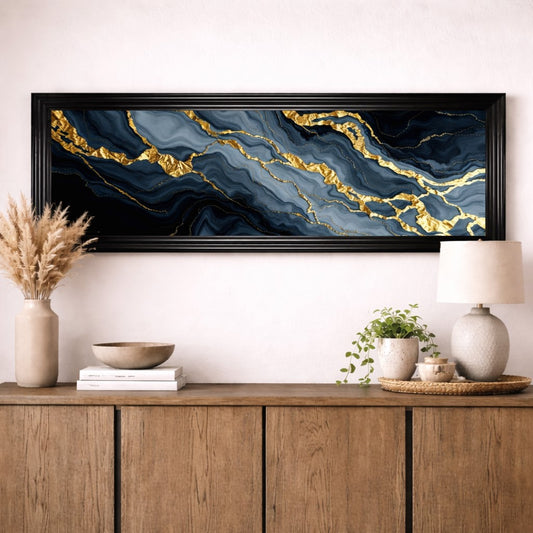 Turquoise swirls dance with golden veins
