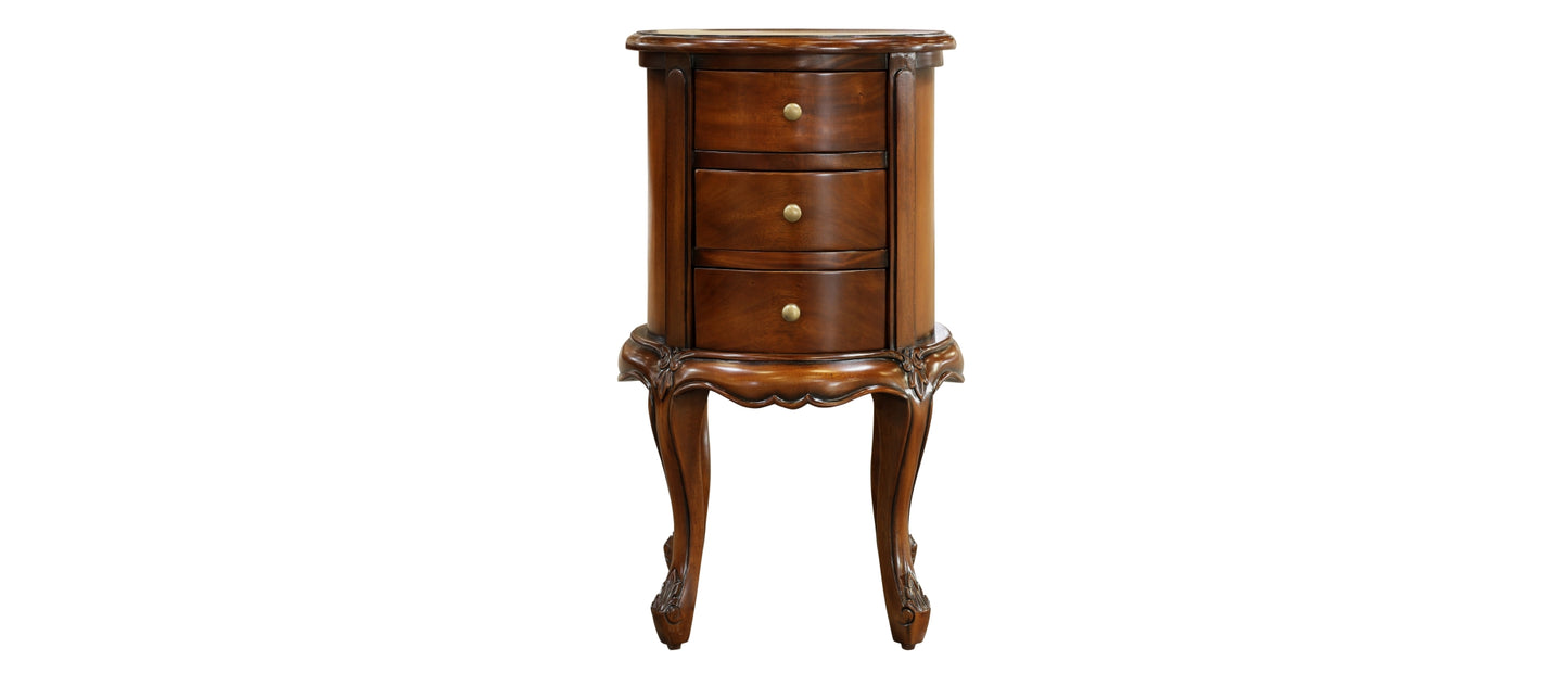 Classic Mahogany French 3 Drawer Side Table