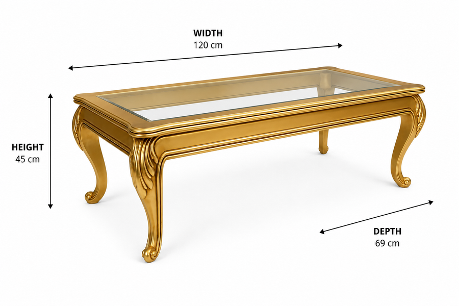 Versailles Gold Coffee Table dimensions